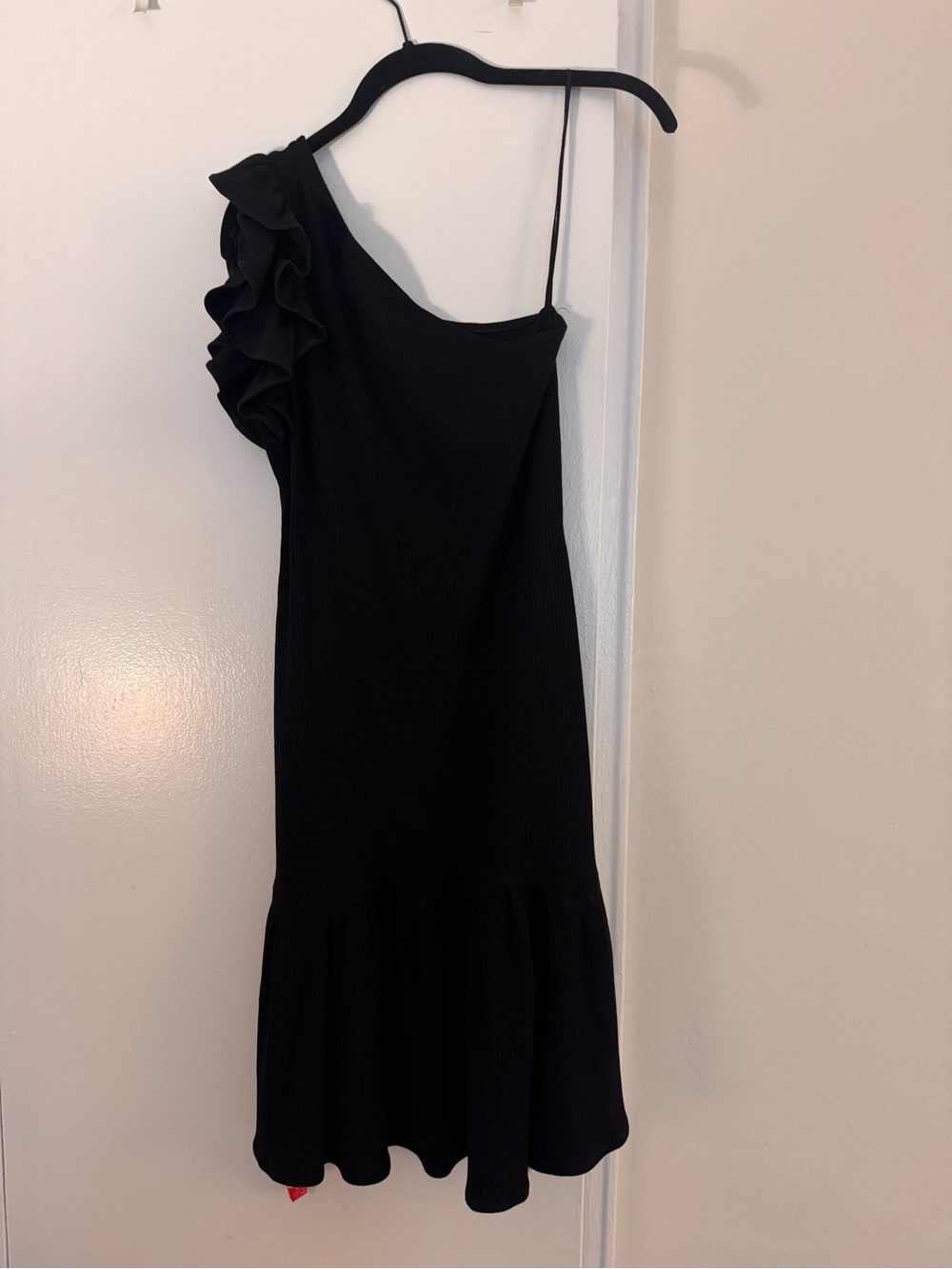 NWT Rebecca Taylor Asymmetric One-Shoulder Black Ruffle Dress